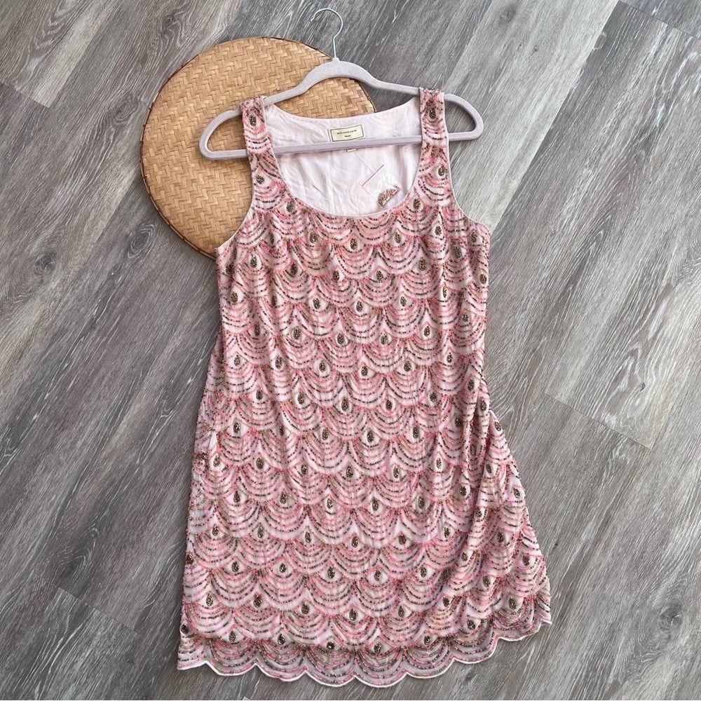 NEW‎ Anthropologie beaded embroidered scalloped shift dress women’s size 8 - Picture 6 of 14